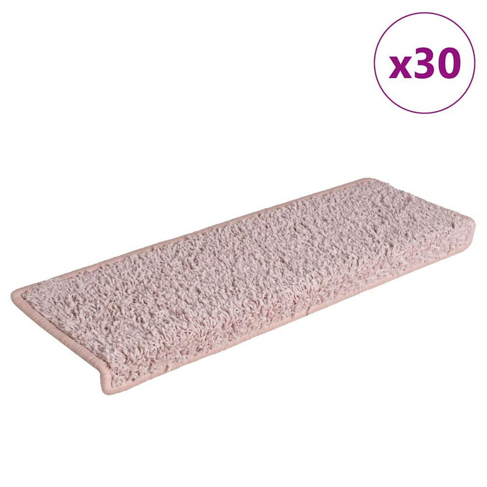 vidaXL Stair Mats 30 pcs. 65x21x4 cm White and Pink Rectangular Edge