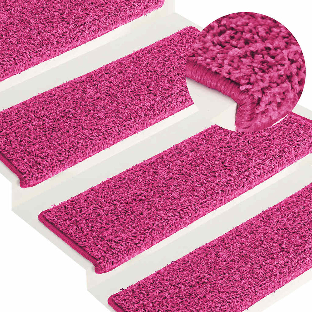 vidaXL Stair Mats 30 pcs. 65x21x4 cm Pink Rectangular Edge