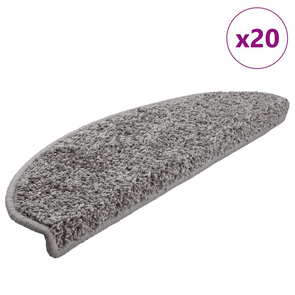 vidaXL Stair Mats 20 pcs. 65x21x4 cm Grey Semicircular Large