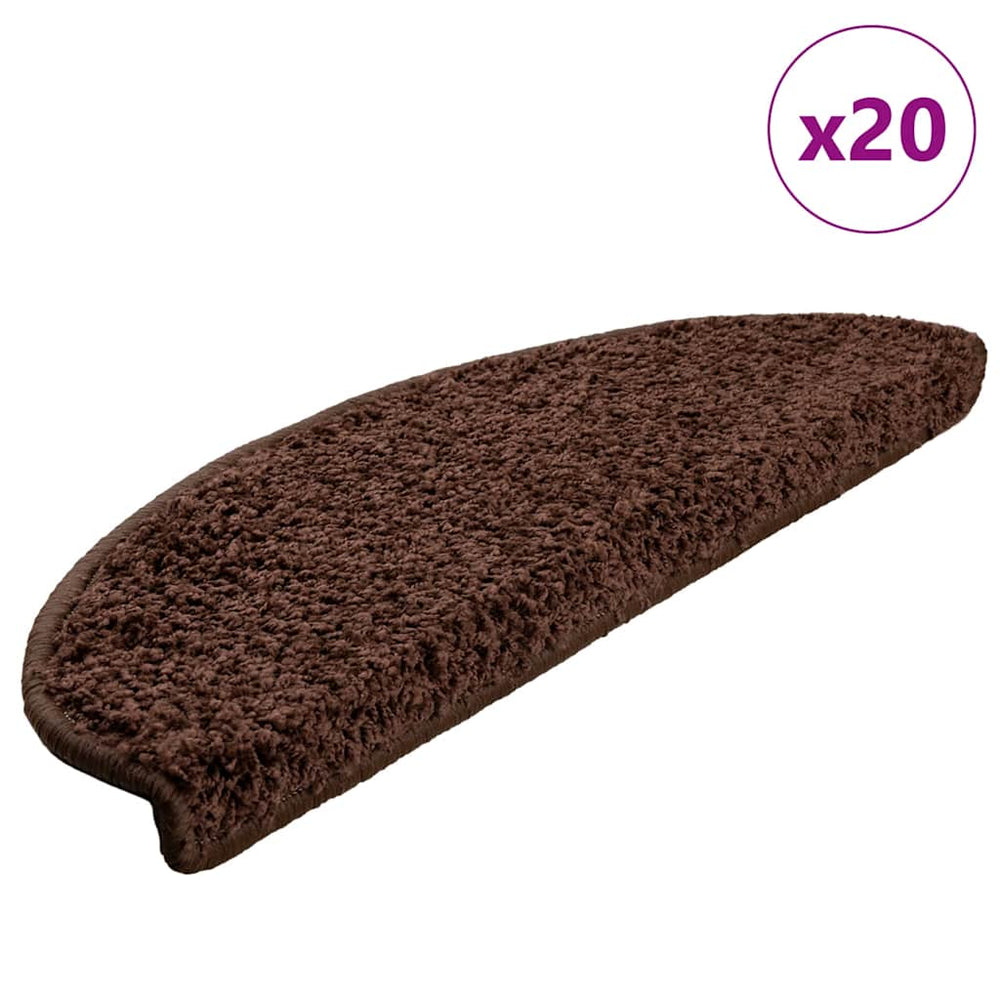 vidaXL Stair Mats 20 pcs. 65x21x4 cm Brown Semi-circular Large