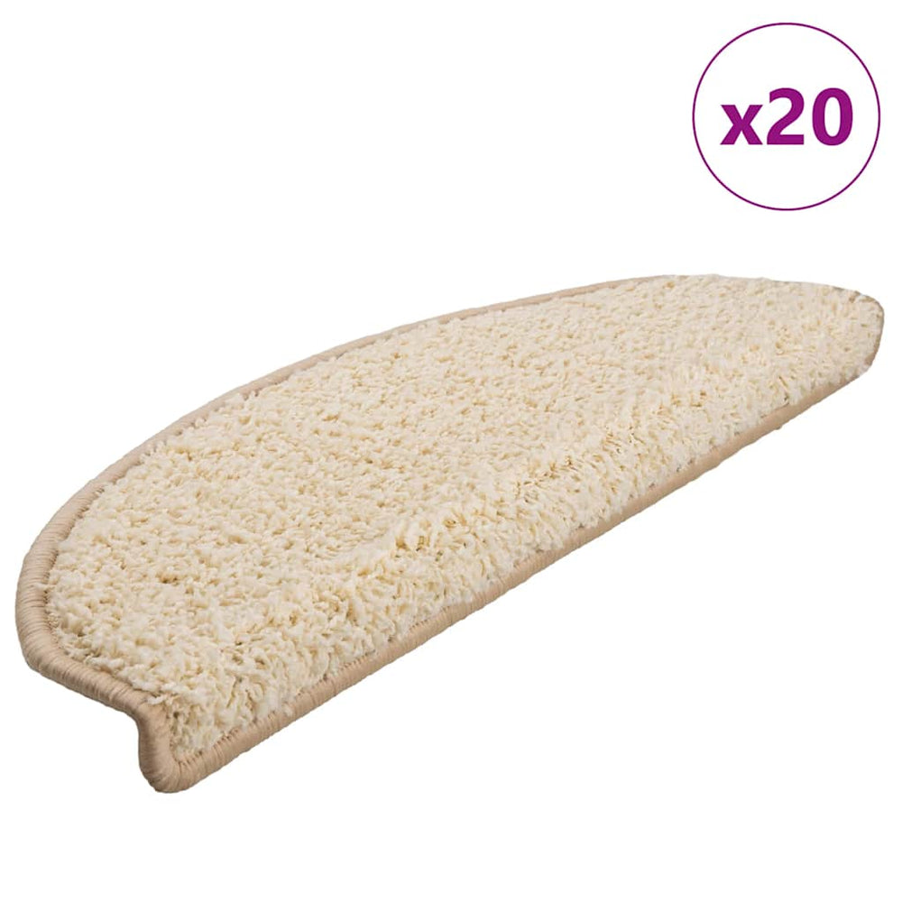 vidaXL Stair Mats 20 pcs. 65x21x4 cm Cream Semi-Circular Large