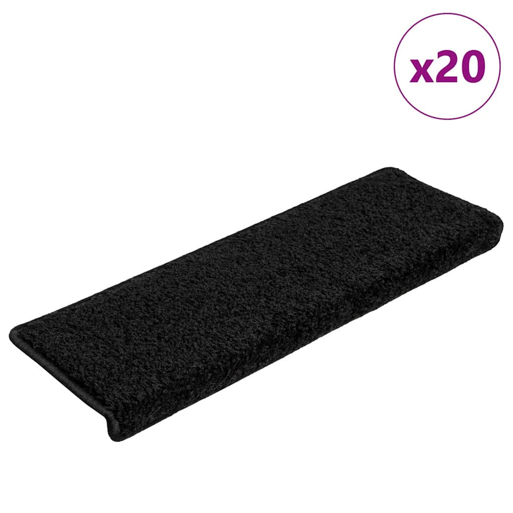 vidaXL Stair Mats 20 pcs. 65x21x4 cm Black Rectangular Edge