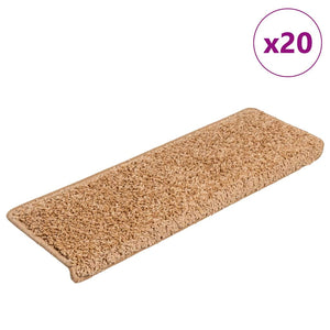 vidaXL Stair Mats 20 pcs. 65x21x4 cm Beige Rectangular Edge