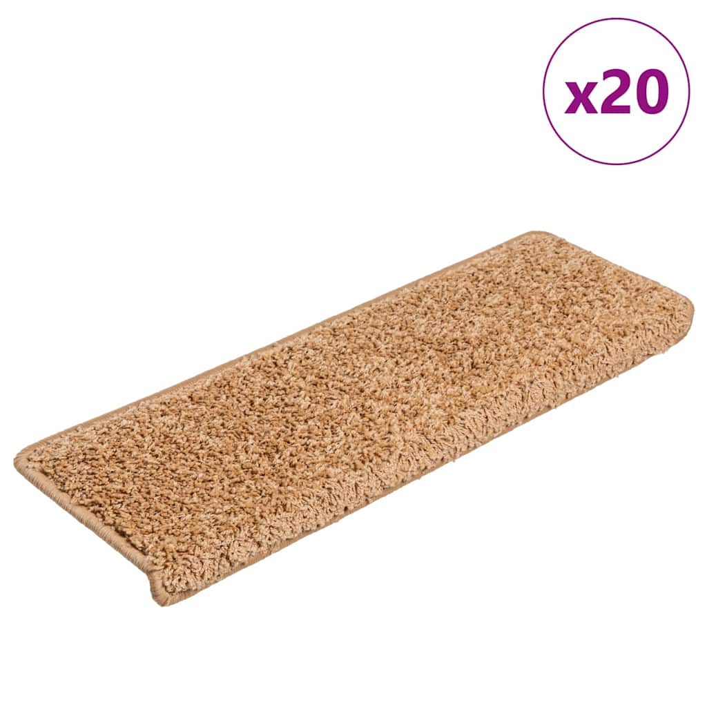vidaXL Stair Mats 20 pcs. 65x21x4 cm Beige Rectangular Edge