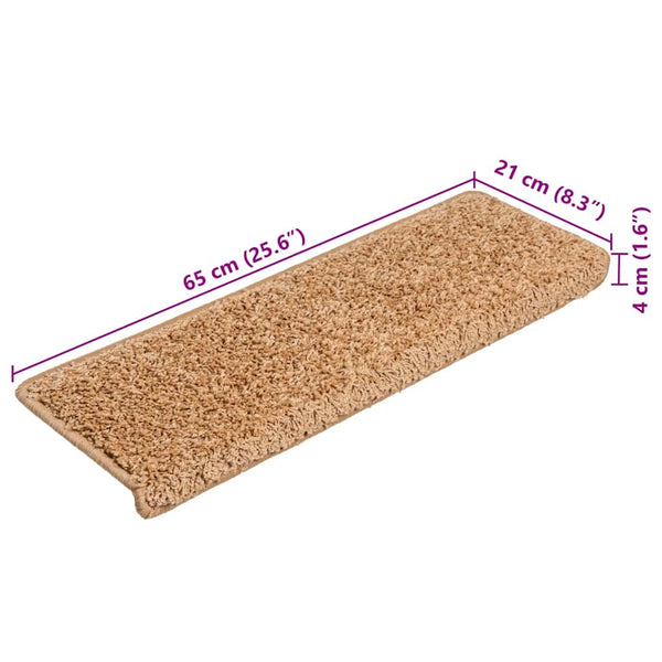 vidaXL Stair Mats 20 pcs. 65x21x4 cm Beige Rectangular Edge