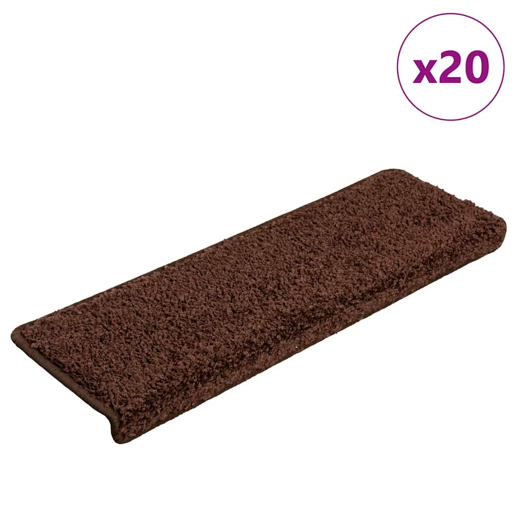 vidaXL Stair Mats 20 pcs. 65x21x4 cm Brown Rectangular Edge