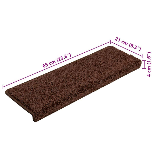 vidaXL Stair Mats 20 pcs. 65x21x4 cm Brown Rectangular Edge