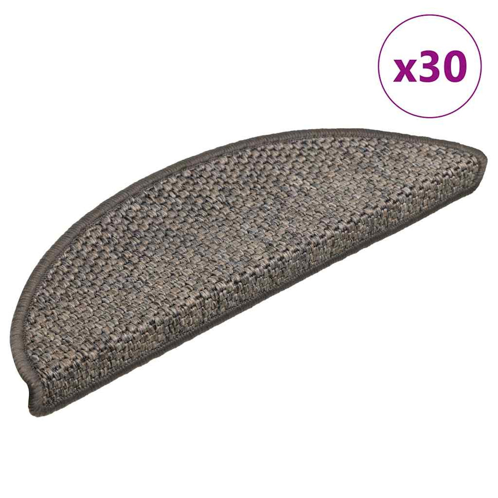 vidaXL Stair Mats Self-Adhesive Sisal Look 30 pcs 56x17x3 cm Grey-Beige