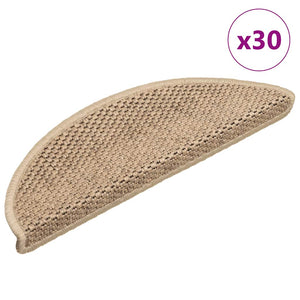 vidaXL Stair Mats Self-Adhesive Sisal Look 30pcs 56x17x3cm Sand