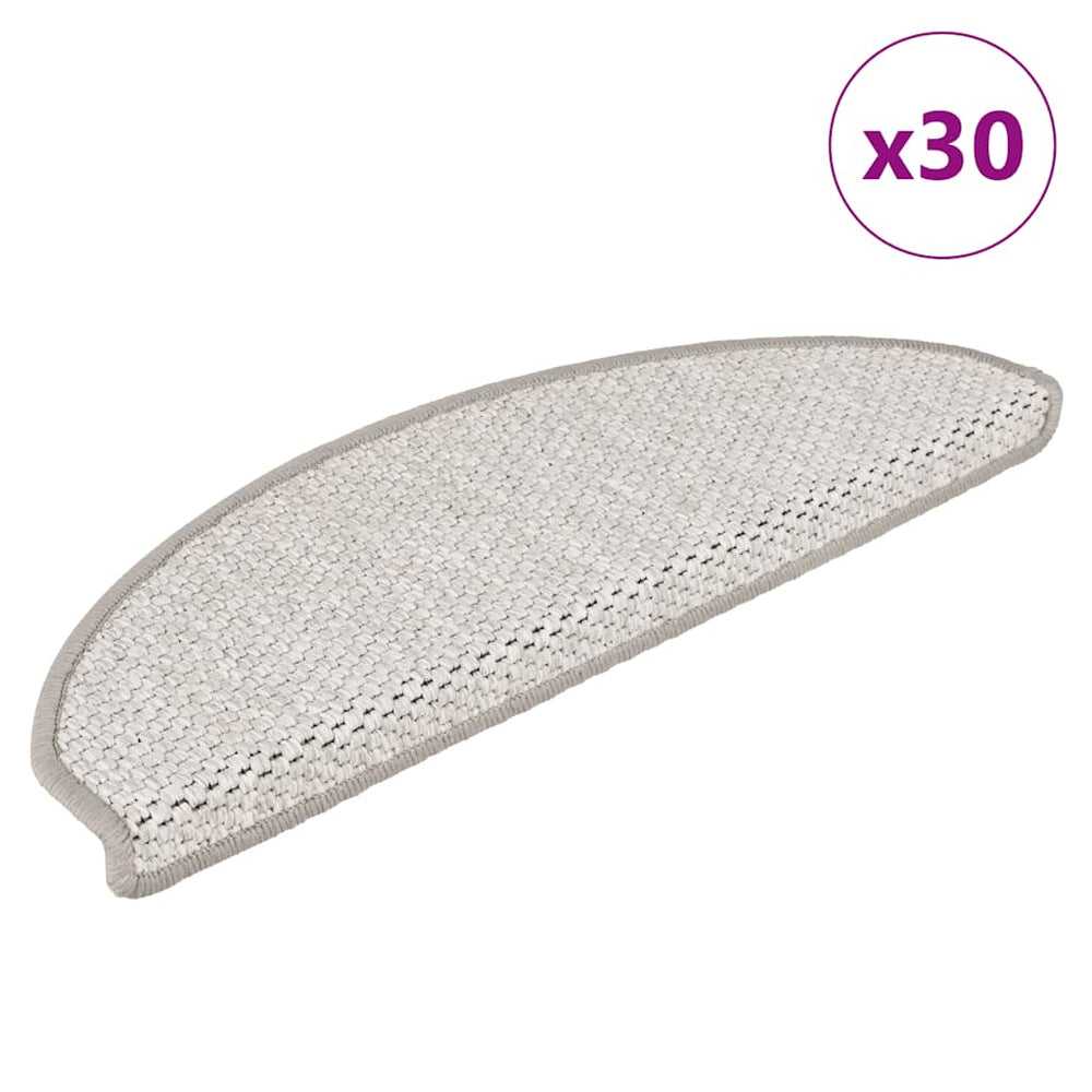 vidaXL Self-Adhesive Step Mats Sisal Look 30pcs 65x21x4cm Platinum