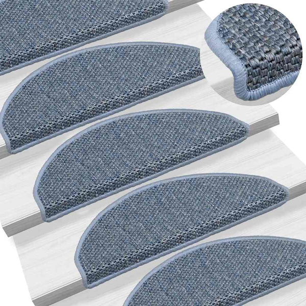 vidaXL Self-Adhesive Stair Treads Sisal Look 30pcs. 65x21x4cm Blue