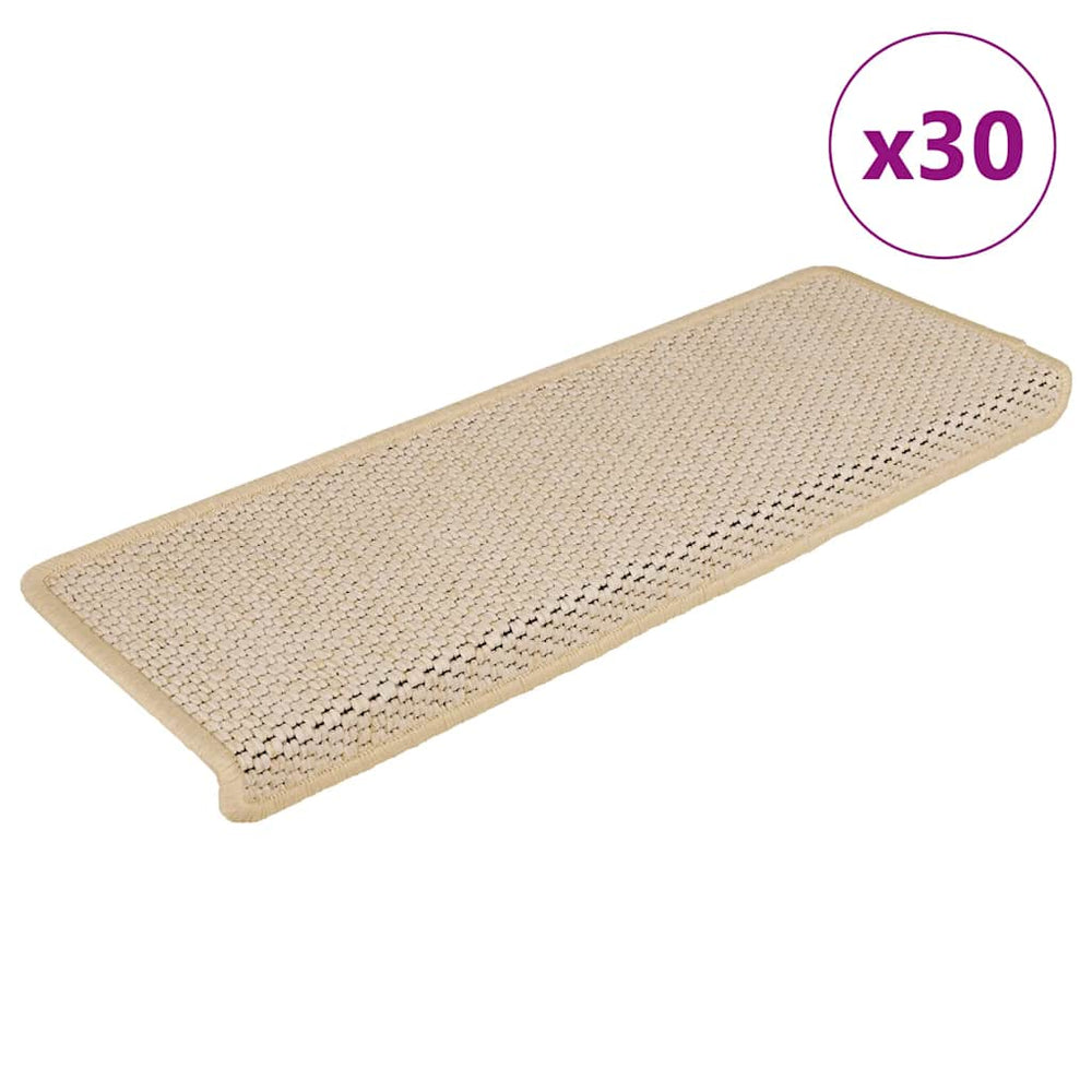 vidaXL Self-Adhesive Stair Mats Sisal Look 30 pcs. 65x21x4cm Berber