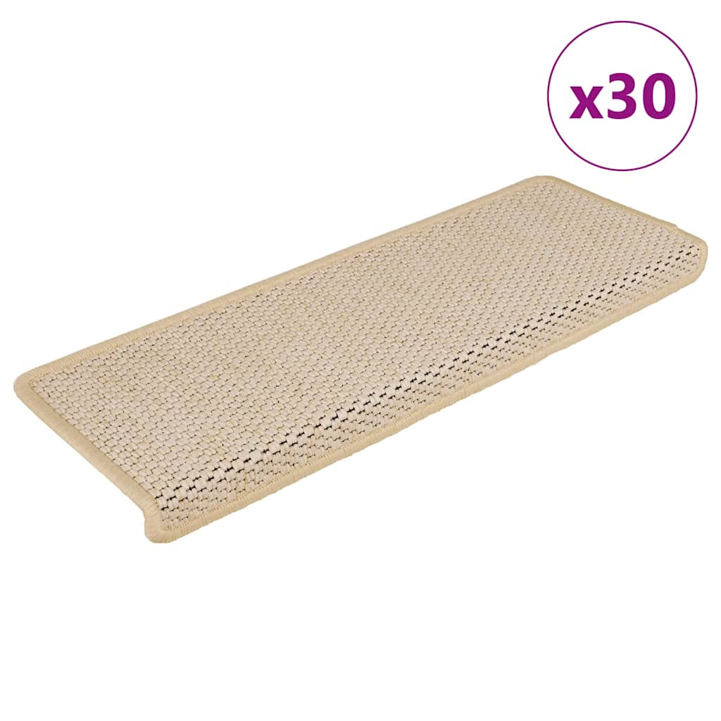 vidaXL Self-Adhesive Stair Mats Sisal Look 30 pcs. 65x21x4cm Berber