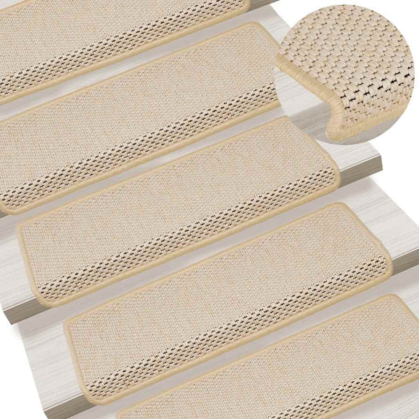 vidaXL Self-Adhesive Stair Mats Sisal Look 30 pcs. 65x21x4cm Berber