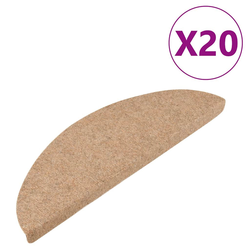 vidaXL Self-Adhesive Stair Mats 20 pcs Beige 56x17x3 cm