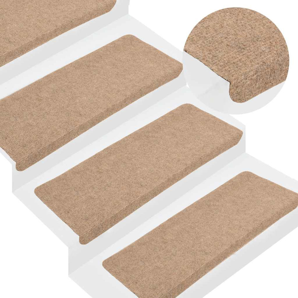 vidaXL Stair Mats Self-Adhesive 30 pcs Beige 65x24.5x3.5 cm