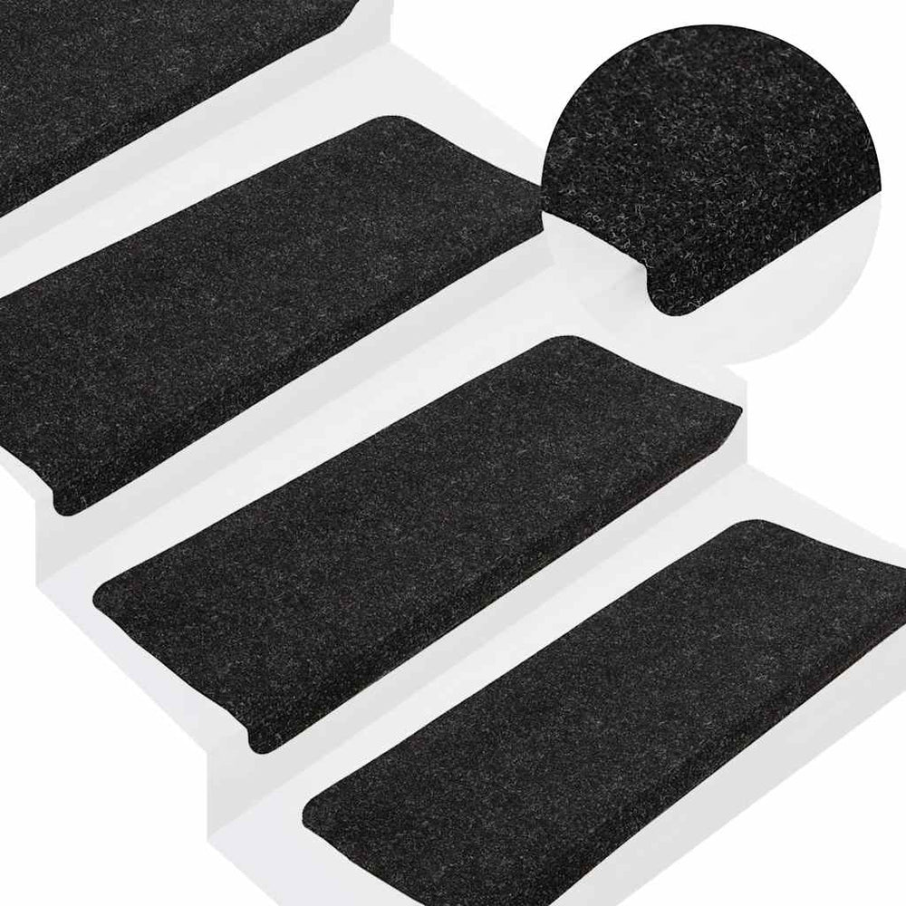 vidaXL Self-Adhesive Stair Mats 30 pcs. Anthracite 65x24.5x3.5 cm