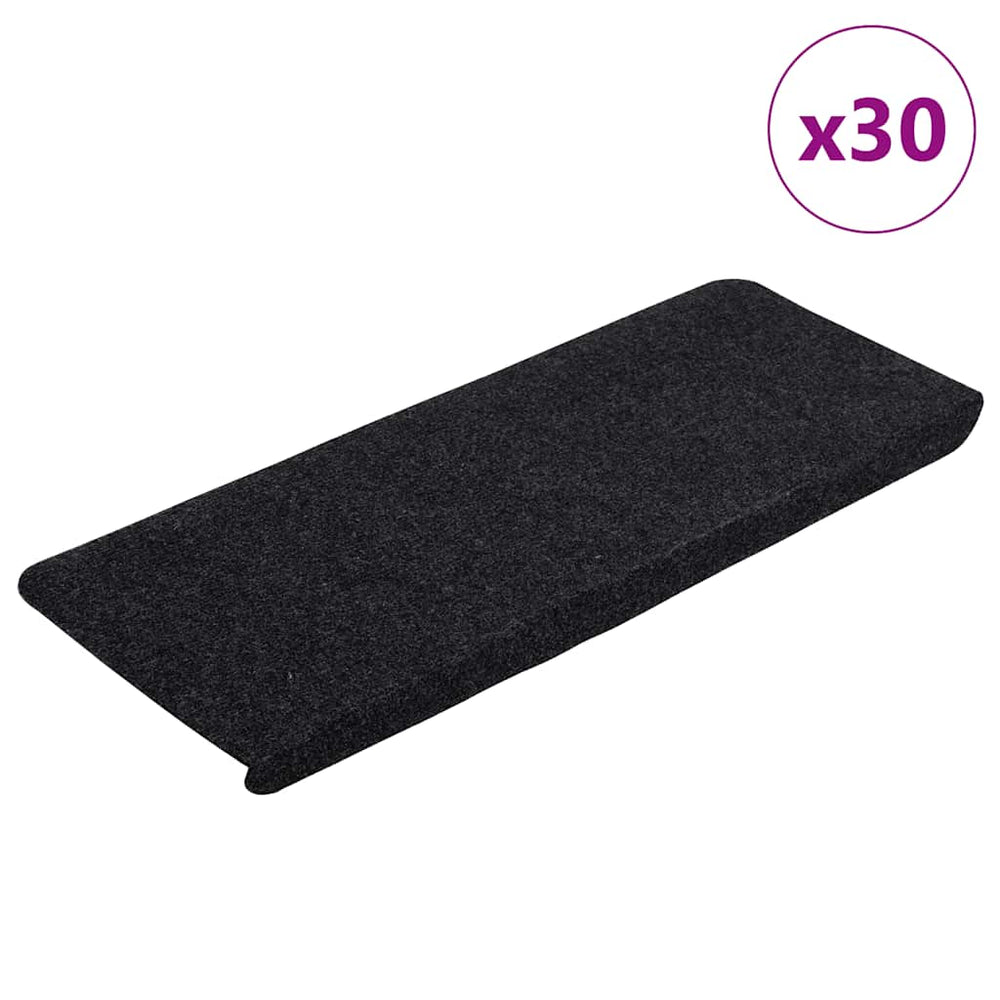 vidaXL Self-Adhesive Stair Treads 30 pcs Black 65x24.5x3.5 cm