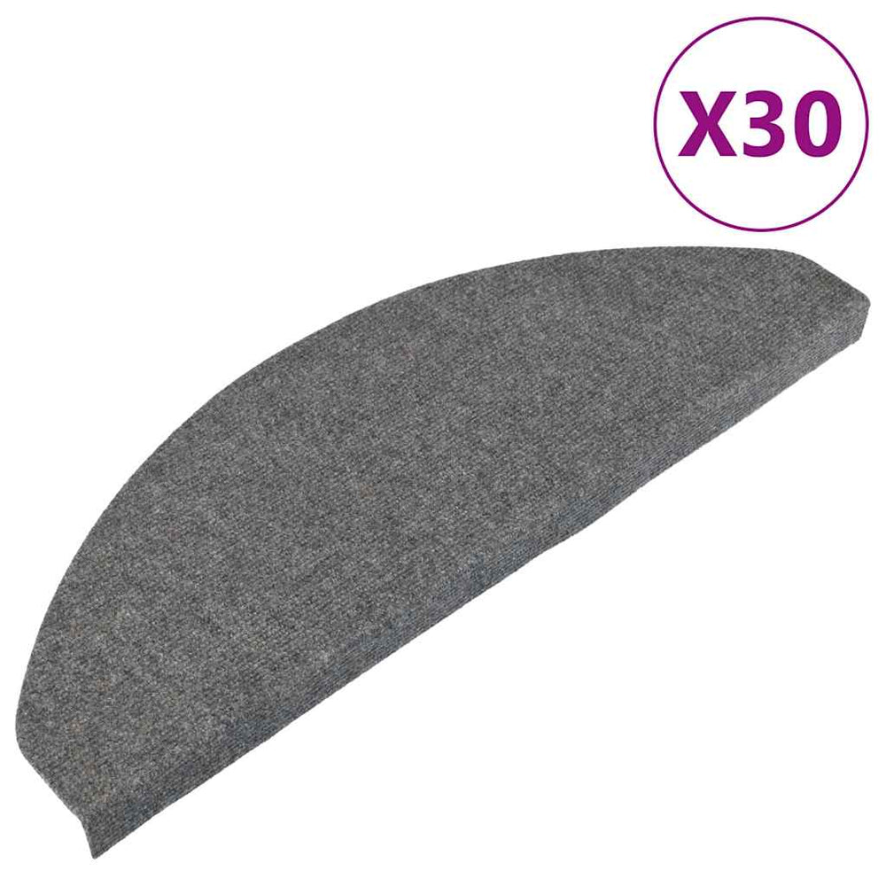 vidaXL Self-Adhesive Stair Mats 30 pcs Grey 65x22.5x3.5 cm