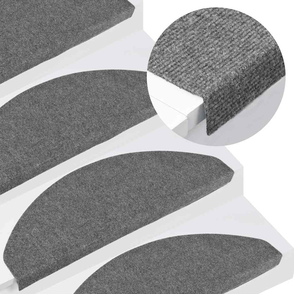 vidaXL Self-Adhesive Stair Mats 30 pcs Grey 65x22.5x3.5 cm