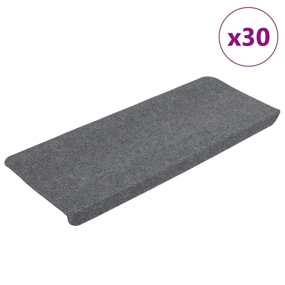 vidaXL Stair Mats Self-Adhesive 30 pcs. Grey 65x24.5x3.5 cm