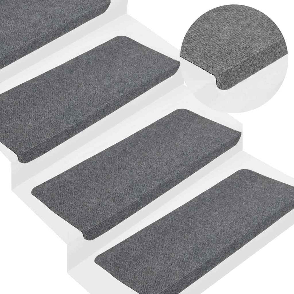 vidaXL Stair Mats Self-Adhesive 30 pcs. Grey 65x24.5x3.5 cm