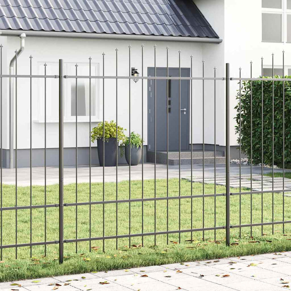 vidaXL Garden Fence 2 pcs Grey 170 x 215 cm Powder-Coated Steel
