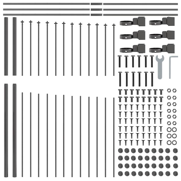 vidaXL Garden Fence 4 pcs Grey 170 x 215 cm Powder-Coated Steel