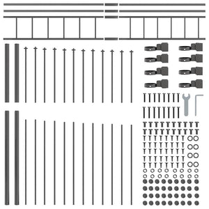vidaXL Garden Fence 4 pcs Grey 170 x 225 cm Powder-Coated Steel