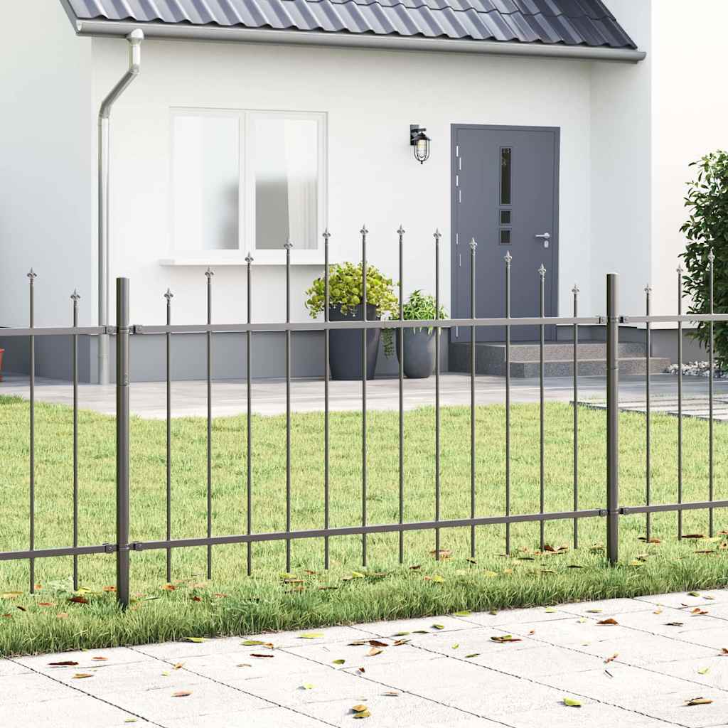 vidaXL Garden Fence 5 pcs Grey 170 x 140 cm Powder-Coated Steel