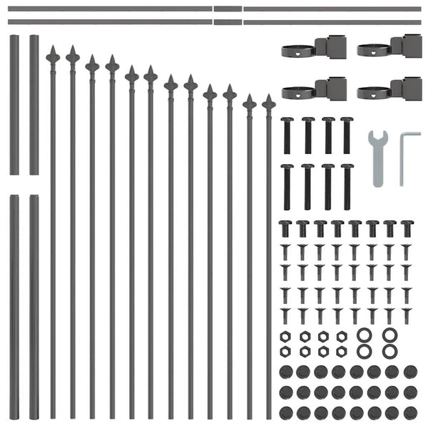 vidaXL Garden Fence 5 pcs Grey 170 x 140 cm Powder-Coated Steel