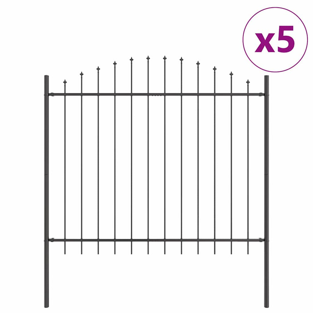 vidaXL Garden Fence 5 pcs Grey 170 x 190 cm Powder-Coated Steel