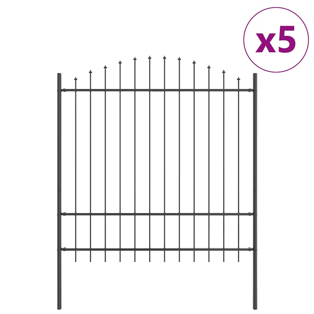 vidaXL Garden Fence 5 pcs Grey 170 x 215 cm Powder-Coated Steel