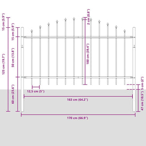 vidaXL Garden Fence 6 pcs Grey 170 x 140 cm Powder-Coated Steel