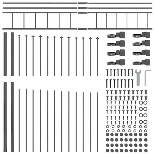 vidaXL Garden Fence 6 pcs Grey 170 x 225 cm Powder-Coated Steel