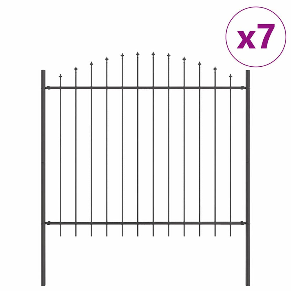 vidaXL Garden Fence 7 pcs Grey 170 x 165 cm Powder-Coated Steel