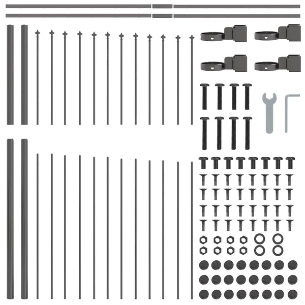 vidaXL Garden Fence 7 pcs Grey 170 x 190 cm Powder-Coated Steel