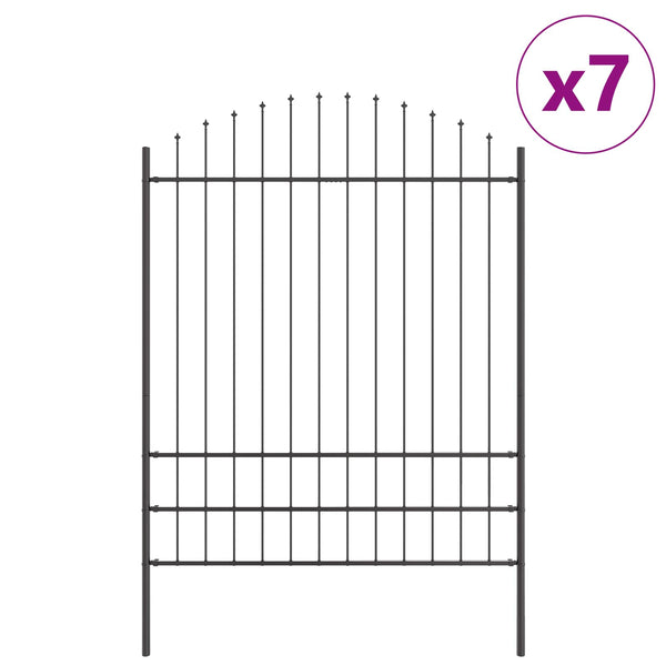 vidaXL Garden Fence 7 pcs Grey 170 x 225 cm Powder-Coated Steel