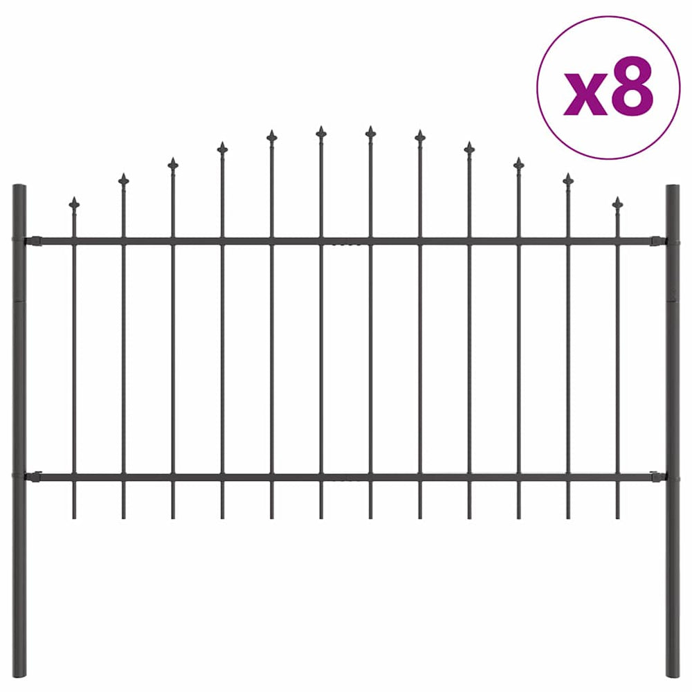 vidaXL Garden Fence 8 pcs Grey 170 x 140 cm Powder-Coated Steel