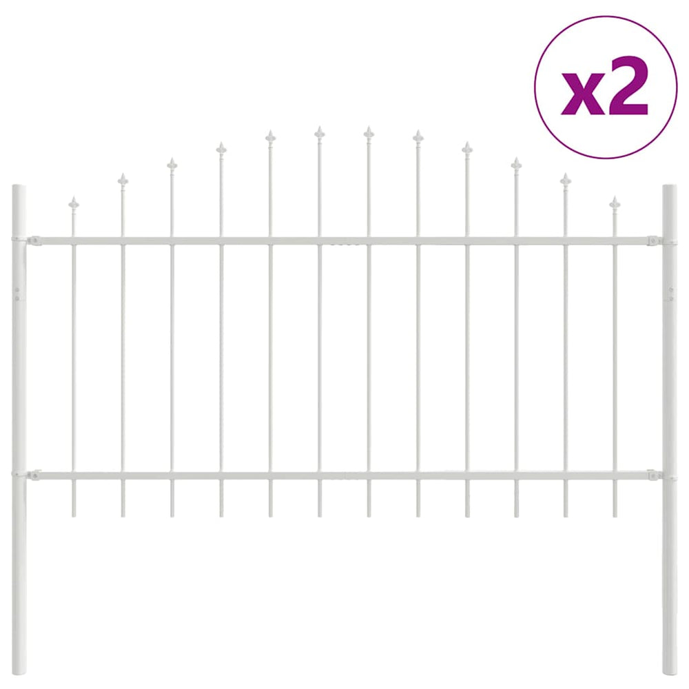 vidaXL Garden Fence 2 pcs White 170 x 140 cm Powder-Coated Steel