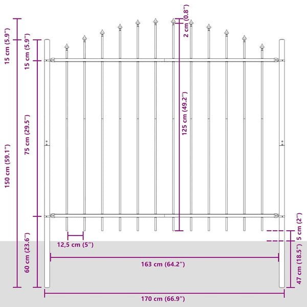 vidaXL Garden Fence 2 pcs White 170 x 165 cm Powder-Coated Steel