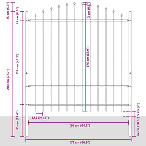 vidaXL Garden Fence 2 pcs White 170 x 215 cm Powder-Coated Steel