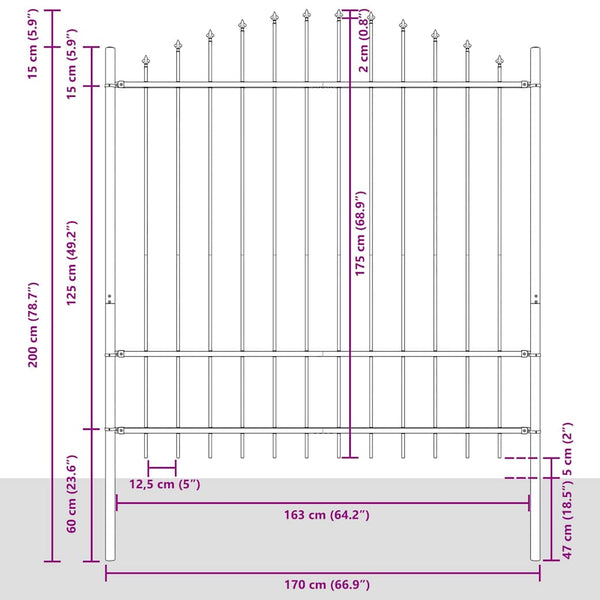 vidaXL Garden Fence 2 pcs White 170 x 215 cm Powder-Coated Steel