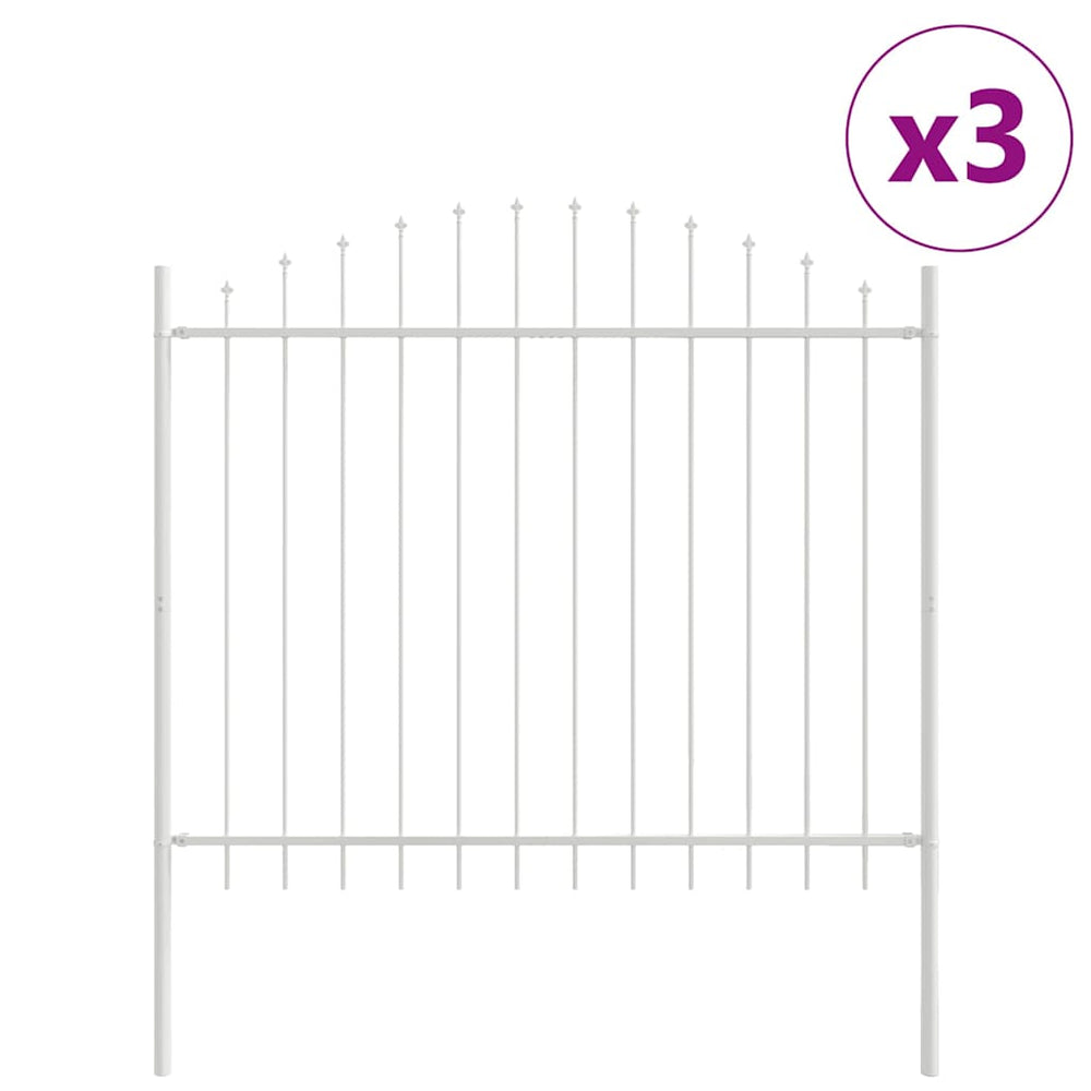 vidaXL Garden Fence 3 pcs White 170 x 165 cm Powder-Coated Steel
