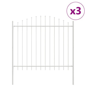 vidaXL Garden Fence 3 pcs White 170 x 190 cm Powder-Coated Steel