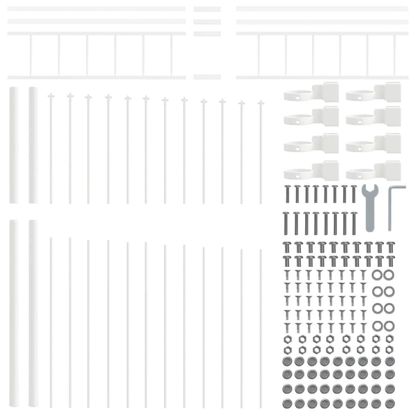vidaXL Garden Fence 6 pcs White 170 x 225 cm Powder-Coated Steel
