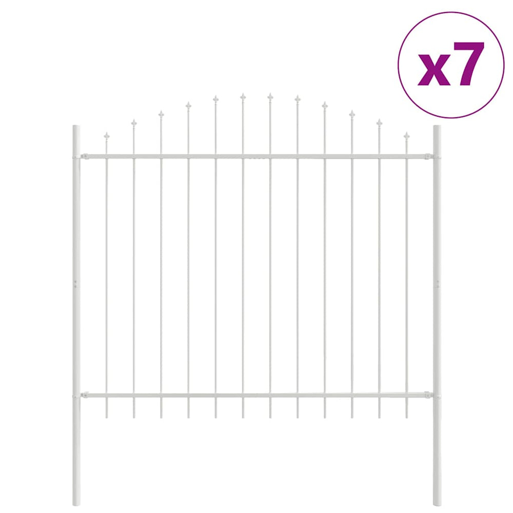vidaXL Garden Fence 7 pcs White 170 x 190 cm Powder-Coated Steel