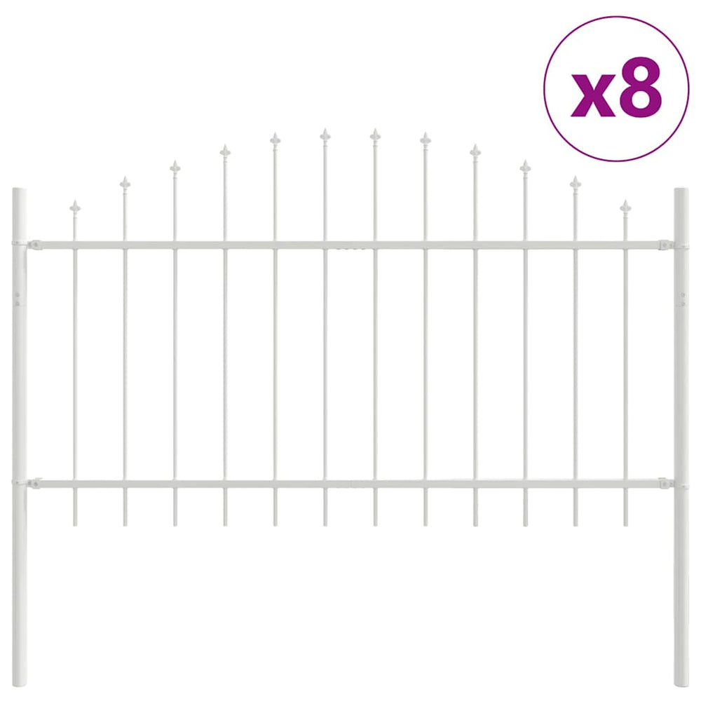 vidaXL Garden Fence 8 pcs White 170 x 140 cm Powder-Coated Steel
