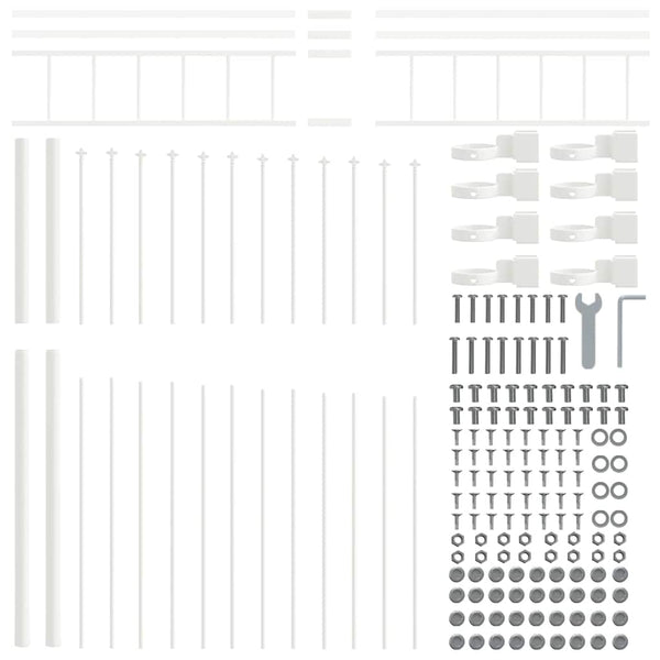 vidaXL Garden Fence 8 pcs White 170 x 225 cm Powder-Coated Steel