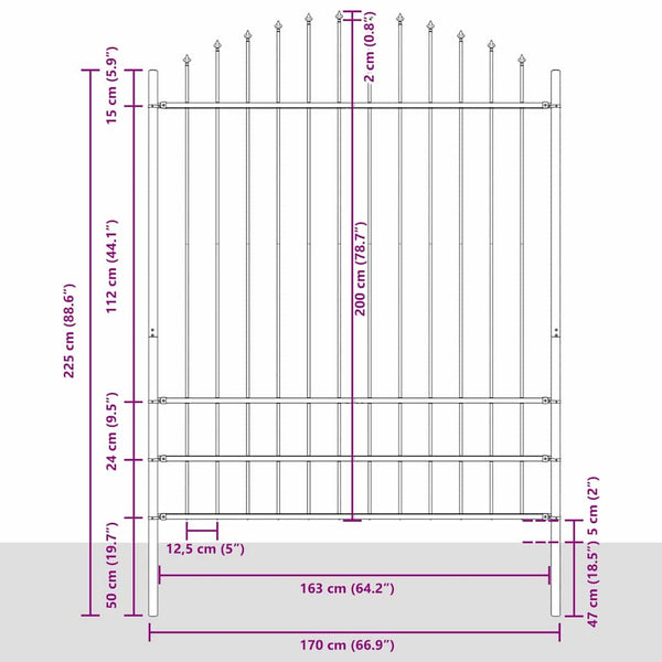 vidaXL Garden Fence 8 pcs White 170 x 225 cm Powder-Coated Steel